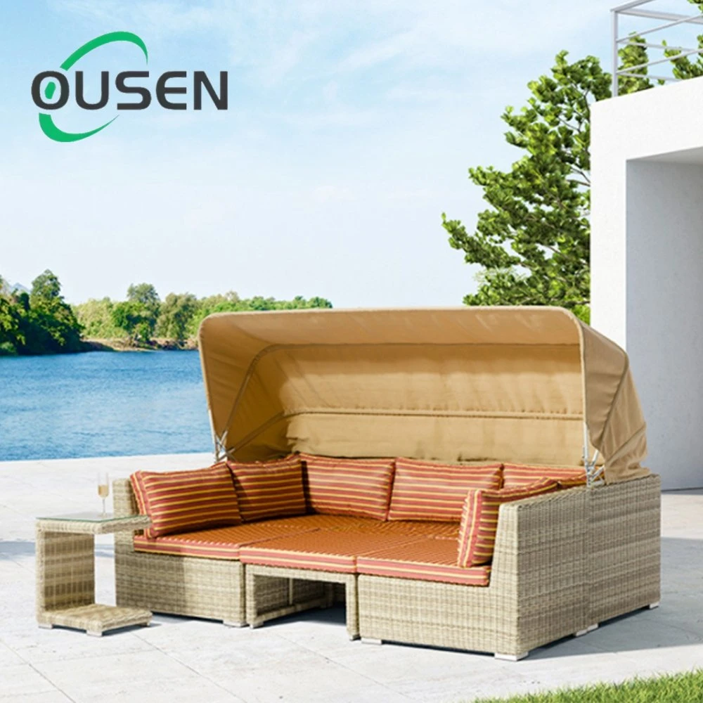 Holiday Hotel Modern Commercial Garden Furniture Rattan Daybed Rattan Wicker Outdoor Furniture Sunbed