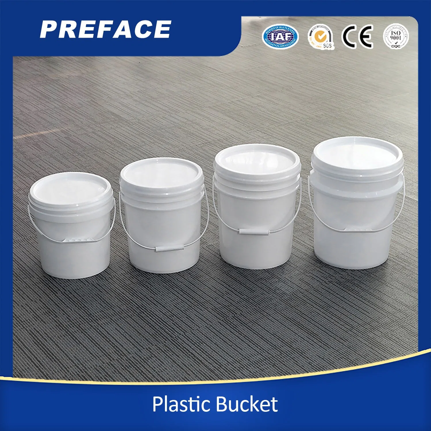 Support Free Sample Food Grade PP 5L 10L 15L 20L 5 Gallon Plastic Bucket with Lid and Handle.