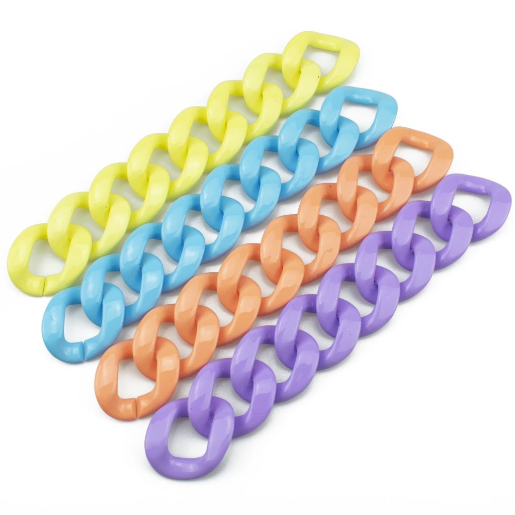 Bolso personalizado accesorios femeninos de las cadenas de plástico de varios colores mate de la cadena de resina acrílica de bolsas