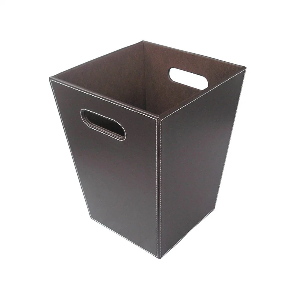 Handmade Wholesale/Supplier Supply High quality/High cost performance  Leather Rubbish Bin Premium Trash Can