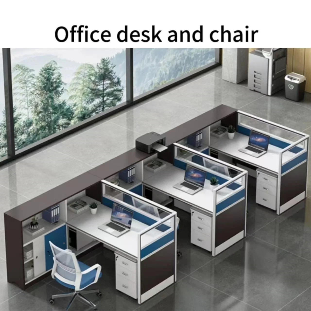 Commercial Furniture Luxury Wood Style Office Desk and Chair Set