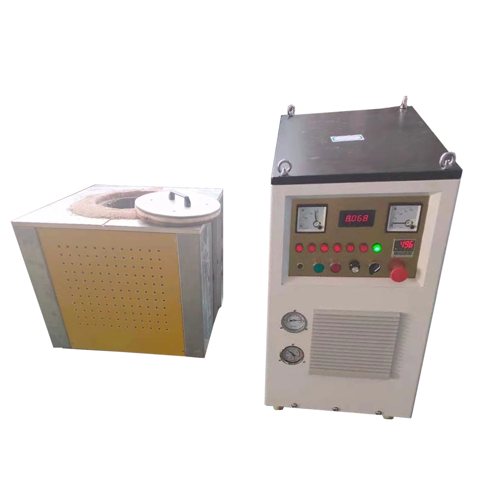 New IGBT Medium Frequency Induction Smelting Furnace Equipment Systems to Fast Melting Iron, Steel, Stainless Steel of 50kg Furnace