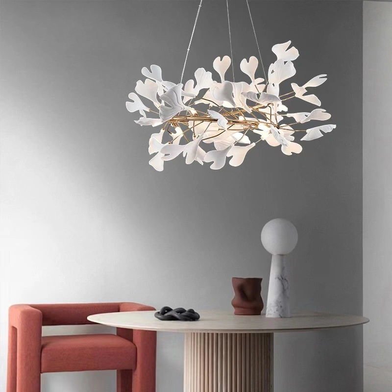 Modern Luxury Hotel Home Ceramic Ginkgo Chandelier LED Ceiling Light, Accept Custom.