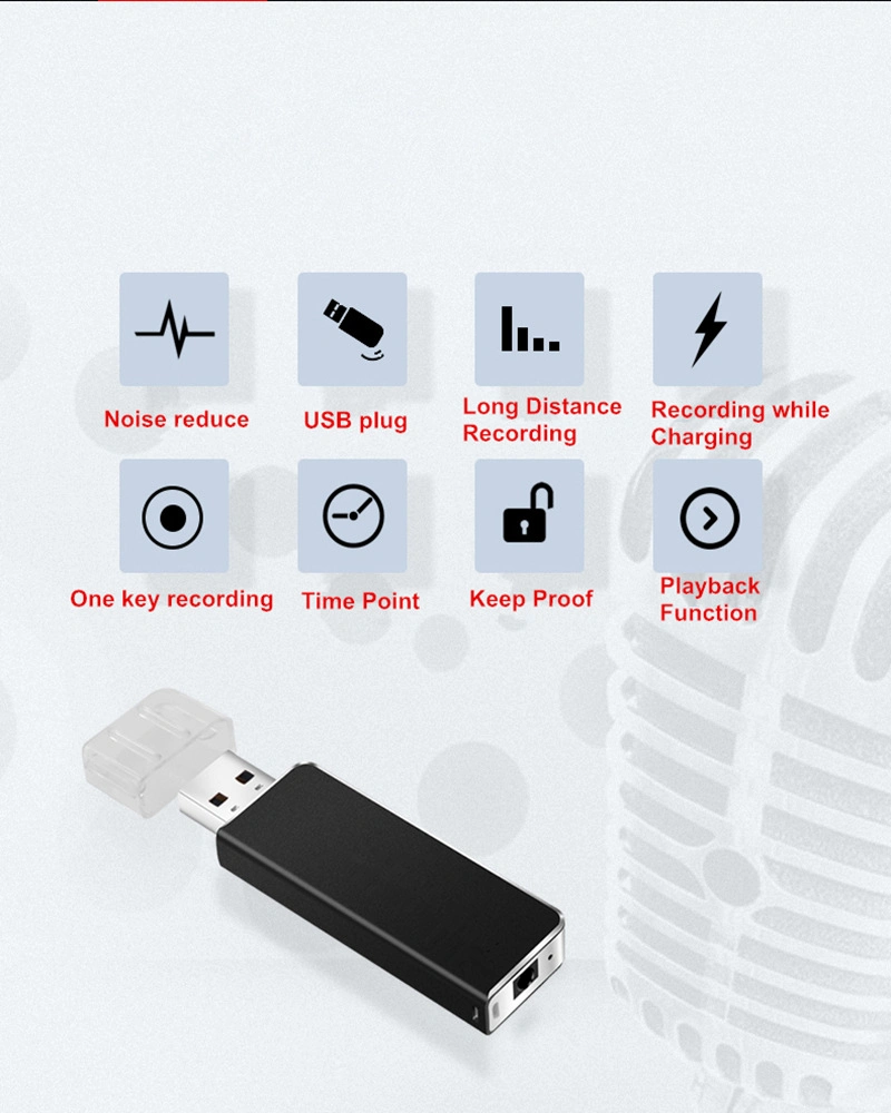 USB Digital Voice Recorder, Wav 192kbps, Playback Function