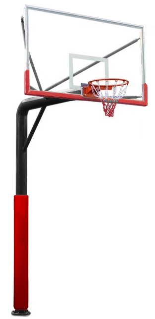 in Ground Basketball Hoop Circular Post Goal/Stand Standard Tempered Glass Backboard Indoor/Outdoor Highl Quality