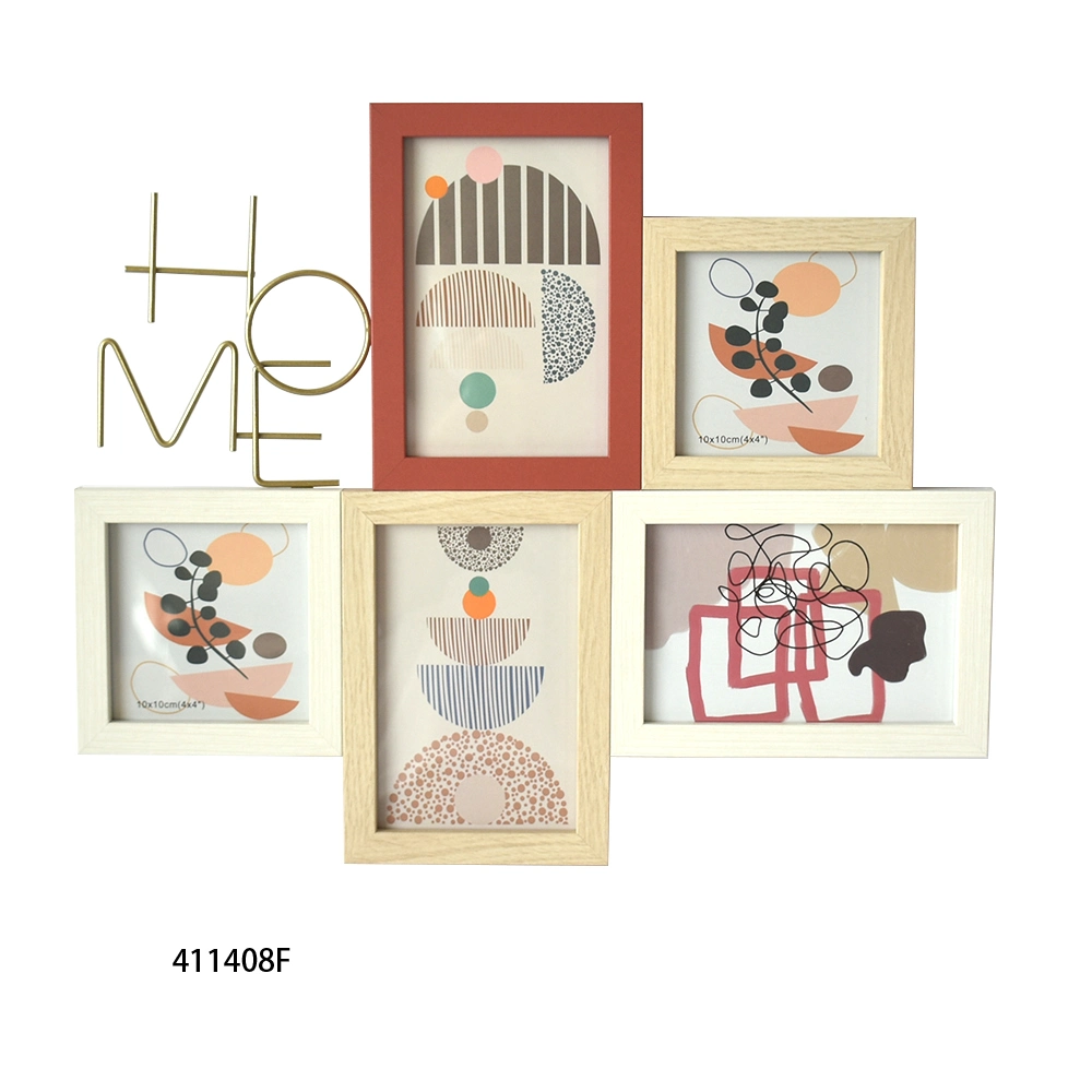 Combination Picture Frame Collage Photo Frames Wall Hanging Multiple MDF 6 Opening 6-4X6 Customized Logo Fashionable
