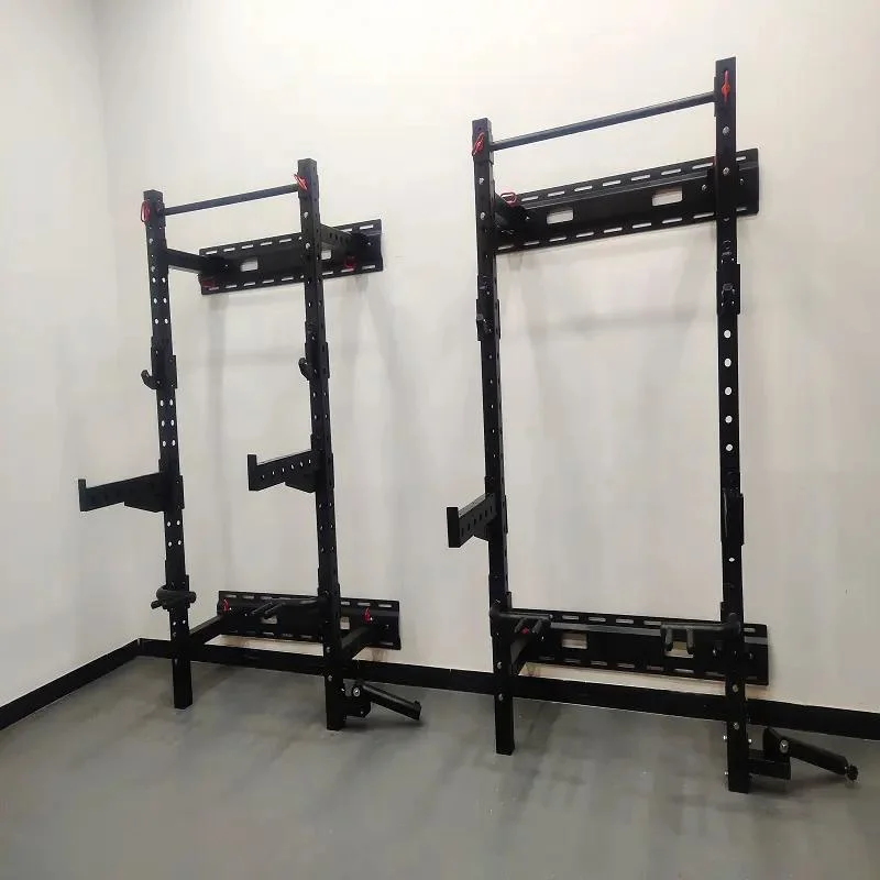 Home Gym Fitness Equipment Foldable Adjustable Folding Power Rack Wall Mount Squat Rack