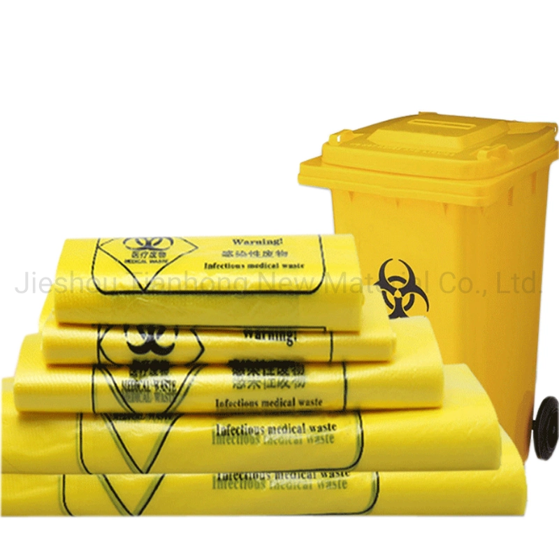 100 % de plastique biodégradable sac poubelle de l'hôpital Trashbin sac jaune compostables Biohazard sac de déchets de produits médicaux à usage unique