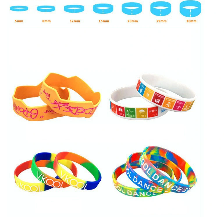 Bracelete de borracha Debossed promocionais de silício altamente personalizada da Pulseira de logotipo personalizado brilha no escuro bracelete de Silicone