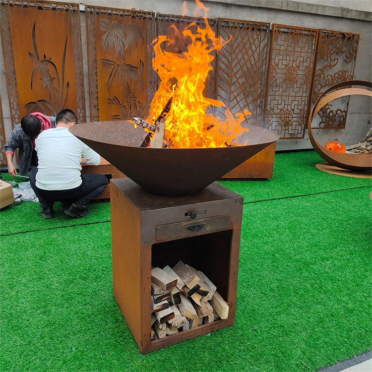 Manufacturer Wood Burning Corten Steel Fire Pit Cooking Grill&Griddle