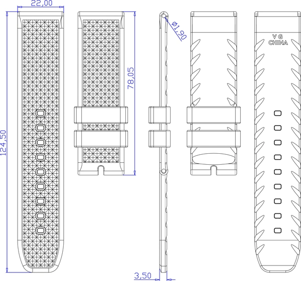 22mm Fashionable 2 Pieces Charm Genuine TPU Adjustable Watch Strap for Casio