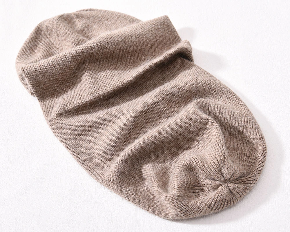 Cashmere Wool Knit Slouch Wholesale/Supplier Slouchy Reversible Beanie Hat