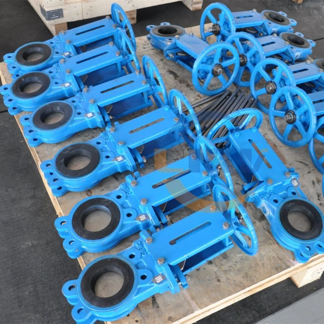 Cast Iron Rising Stem Inside Disc Soft Seal Wafer Type Slurry Sewage Gate Valve