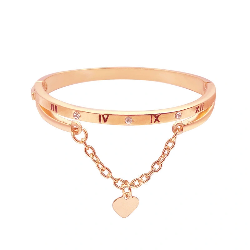 La joyería de moda de Don Amor Roman chapado en oro rosa Diamante Simple Borla Durazno Corazón Pulsera número