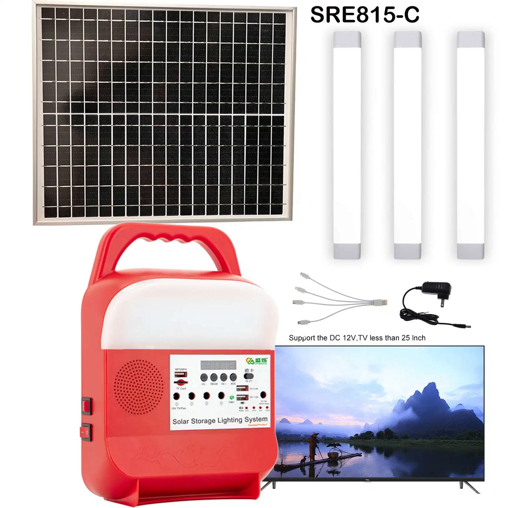 Portable Mini Outdoor 16V 16W Kits d'éclairage solaire Générateur d'énergie domestique