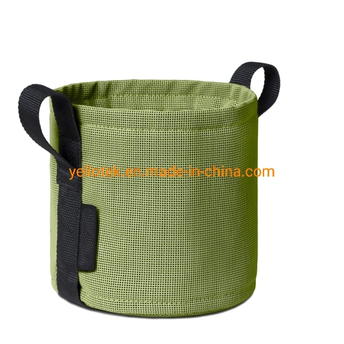 Round Colorful Tear Resistant Double Layer Canvas Fabric Pot with Handle for Urban Farmer Plant