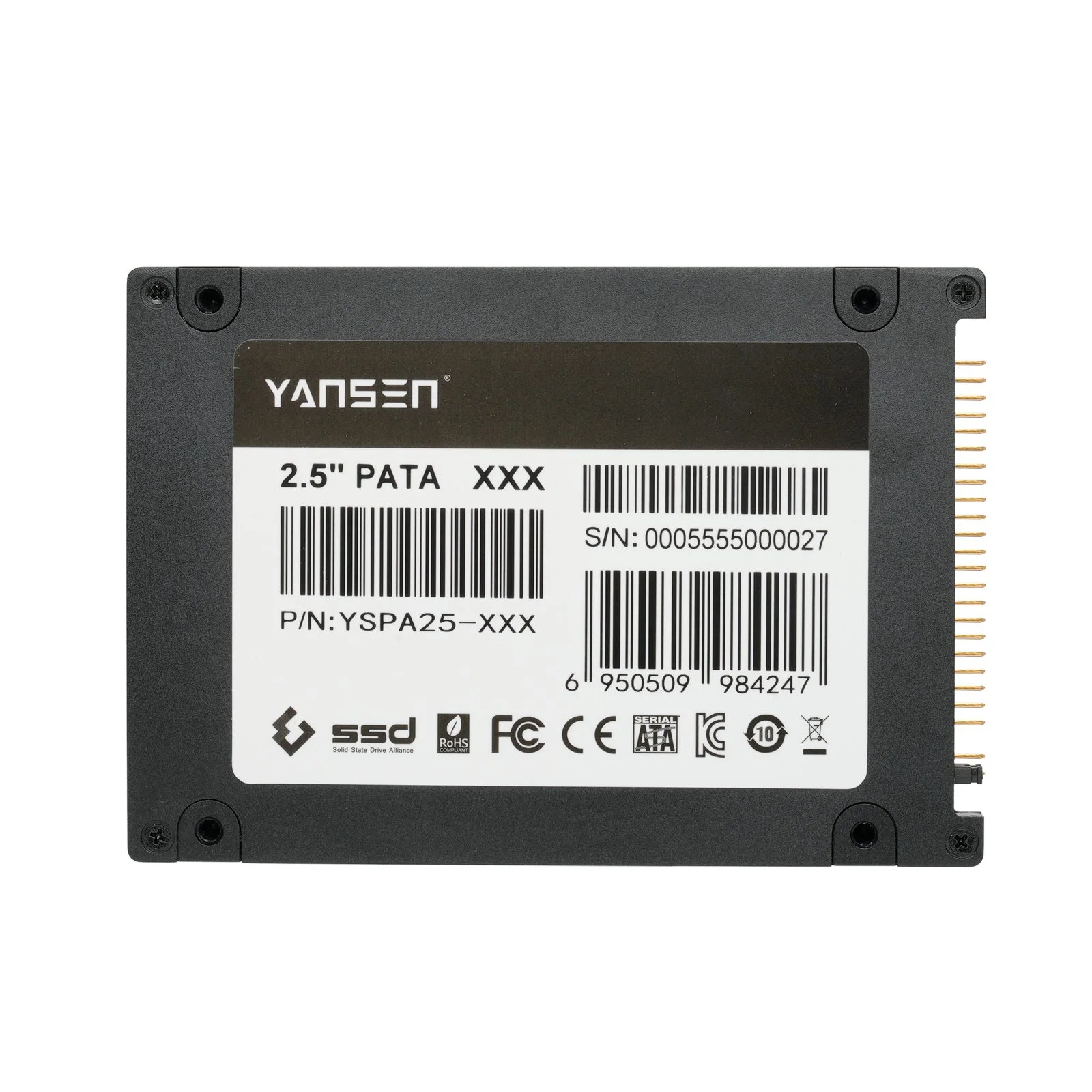 Yansen 2.5" PATA Industrial Drive SSD Ancienne solution de stockage technologique pour le stockage intégré PATA.