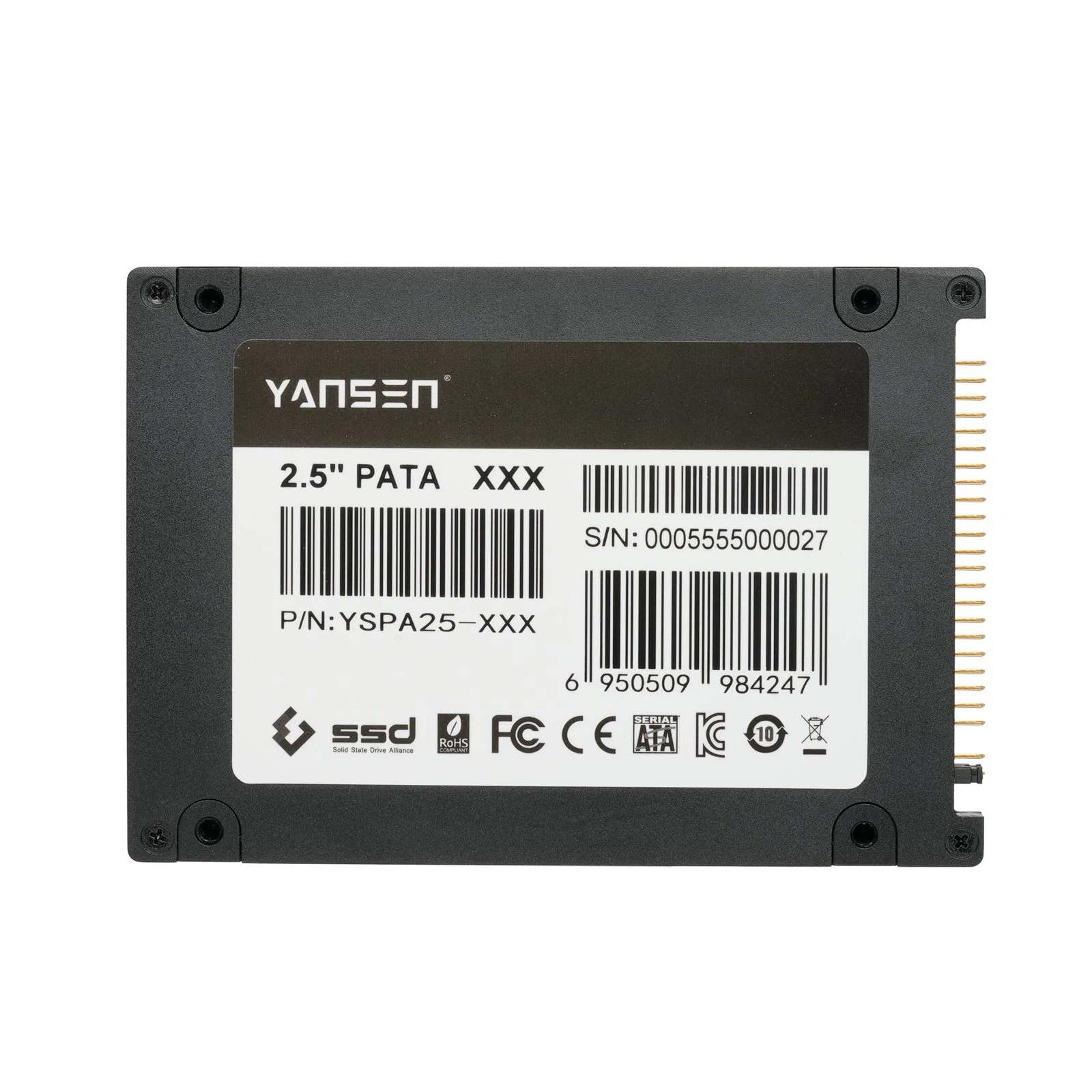 Yansen 2.5" PATA Industrial Drive SSD Older Technology Storage Solution for PATA Embedded Storage