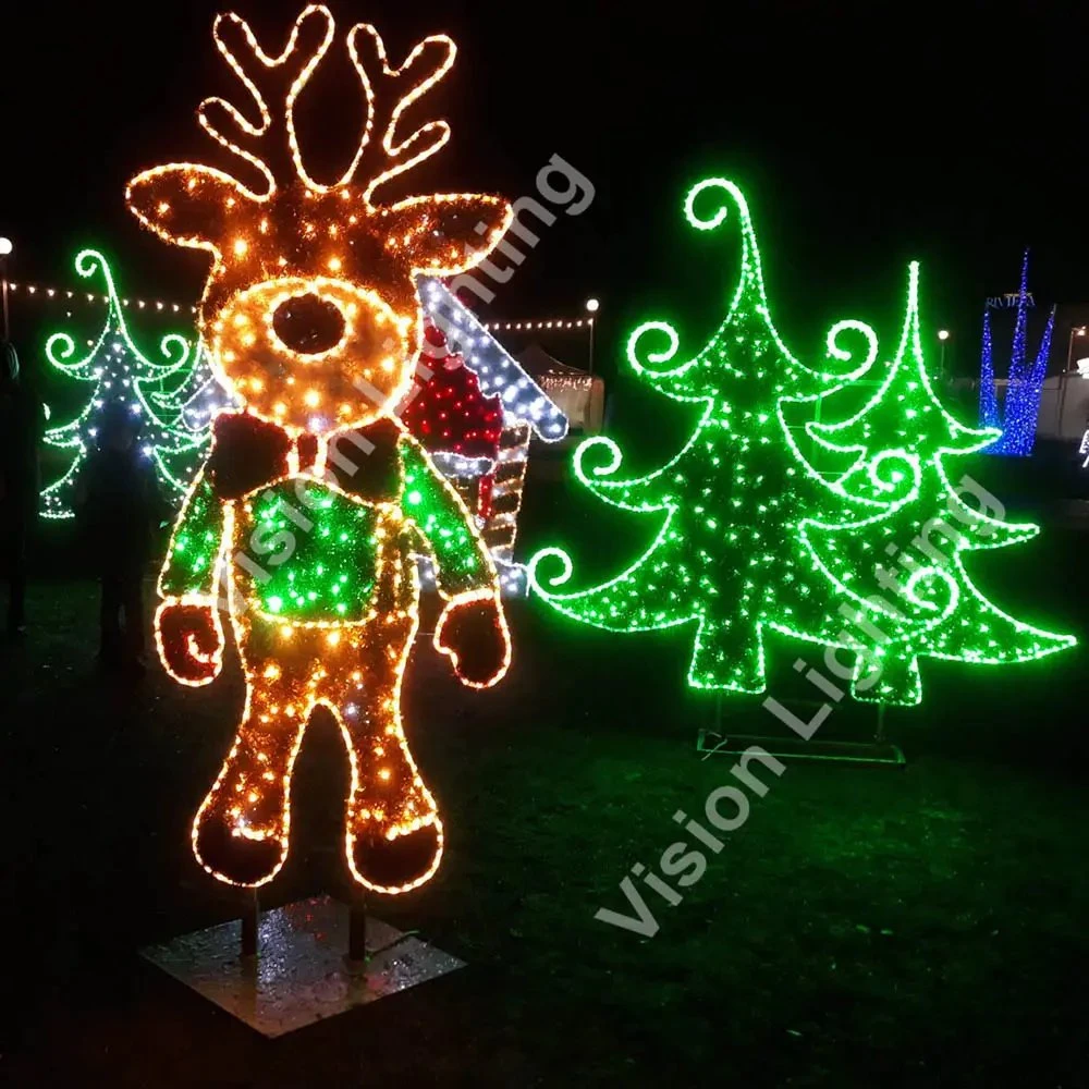 Customized Figure Outdoor Street Holiday Landscape Decorative Christmas 2D Deer Motif Light