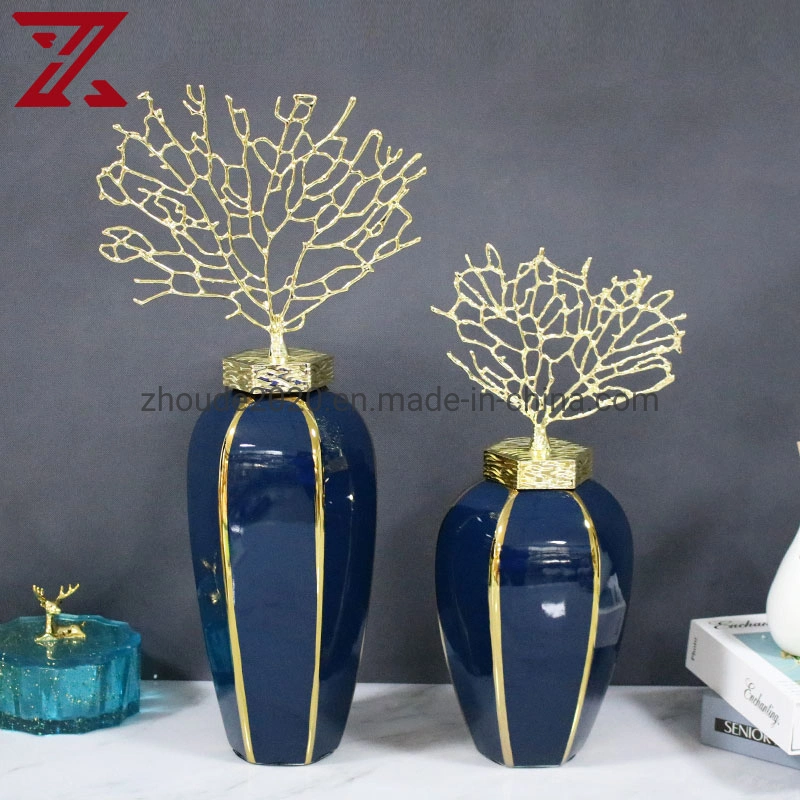 Новый китайский телевизора крыльцом ваза декор лампа роскошью современного искусства керамическая ваза для гостиной