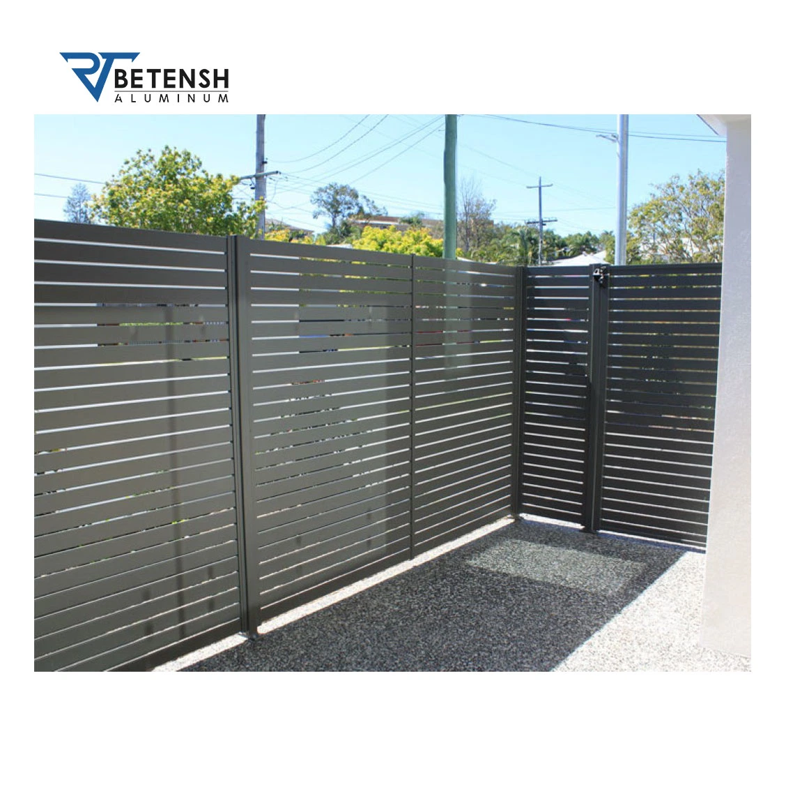 Eco Friendly Aluminum Balcony Privacy Fence Profile Louver Frame Horizontal Slat Fencing for Garden/Villa/Driveway Gate/Walkway Gate/Door