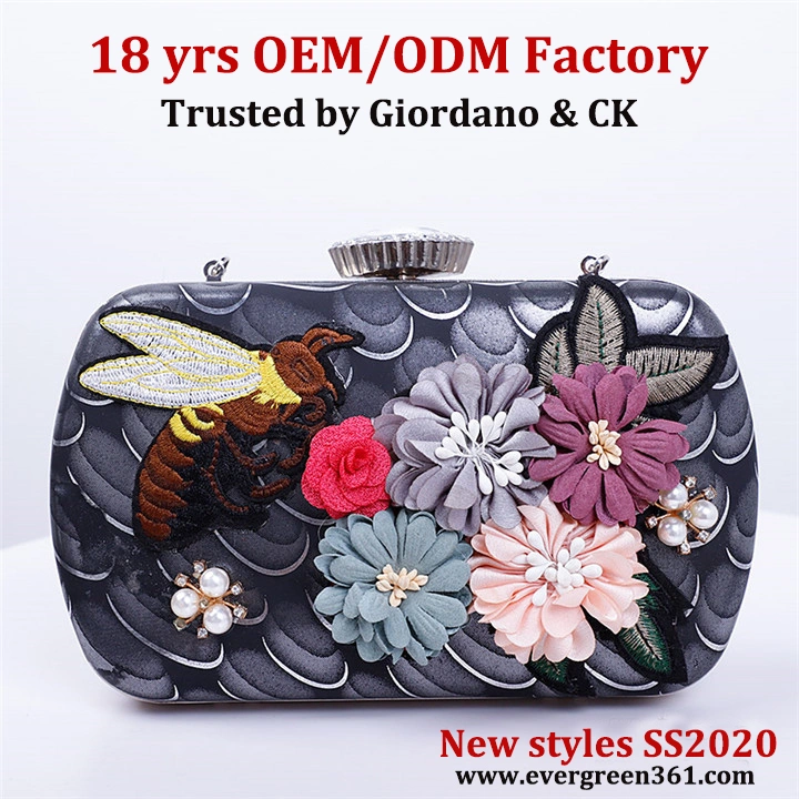 Top Sell Original Factory Wholesale/Supplier Market Flowers Crystal Elegant Clutch Bags Women Wedding Fashion Party Purse Evening Bag Eb1064