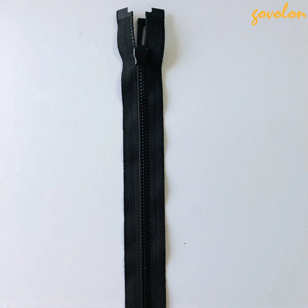 Black Open-End Zipper 8# Metal Zipper for Garment Accessories