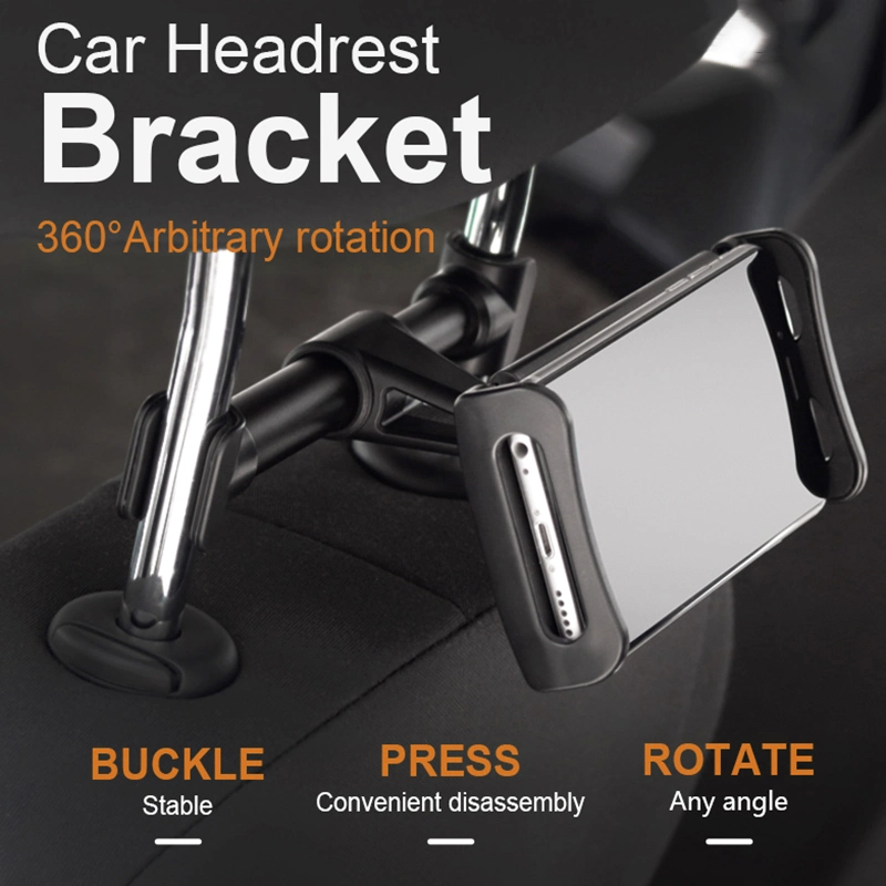 Lenuo Cl-26 360&deg; Rotary Car Headrest Bracket Phone Tablet Holder for iPhone iPad Max Width 20cm - Black