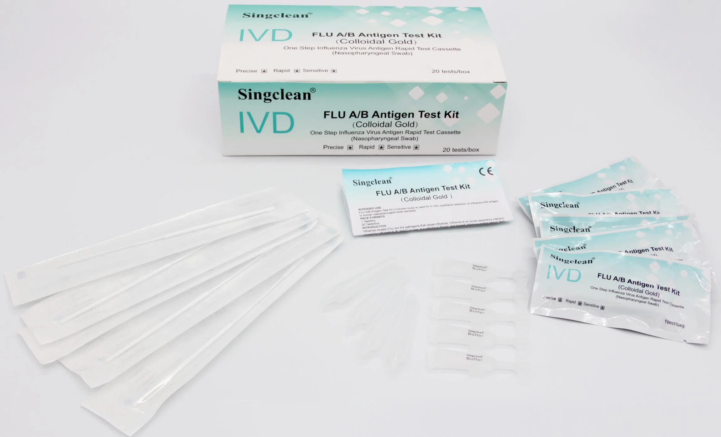 Singclean Virus AG Diagnostic Flu a/B Antigen Test Strip Kit for Easy Operating