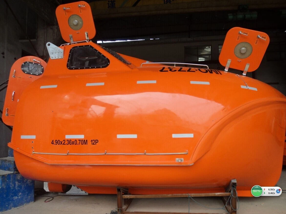 Certificação MED aprovação do certificado ABS F. R. P G.R. P Equipamento marítimo Lifeboat totalmente fechado para 150 pessoas e Davit