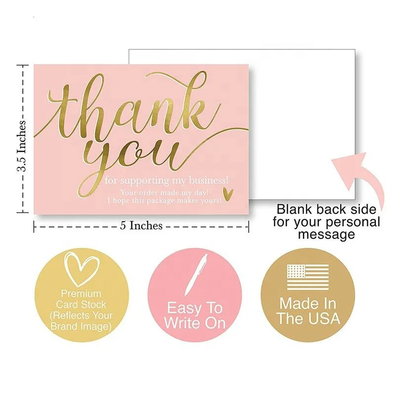 Cartão de felicitações de design personalizado com impressão a cores e obrigado