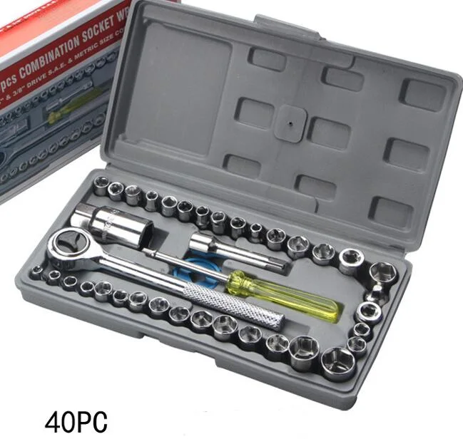 40 Sets of Car and Motorcycle Tools Socket Set Spot Wholesale/Supplier Wrench Sleeve Combination