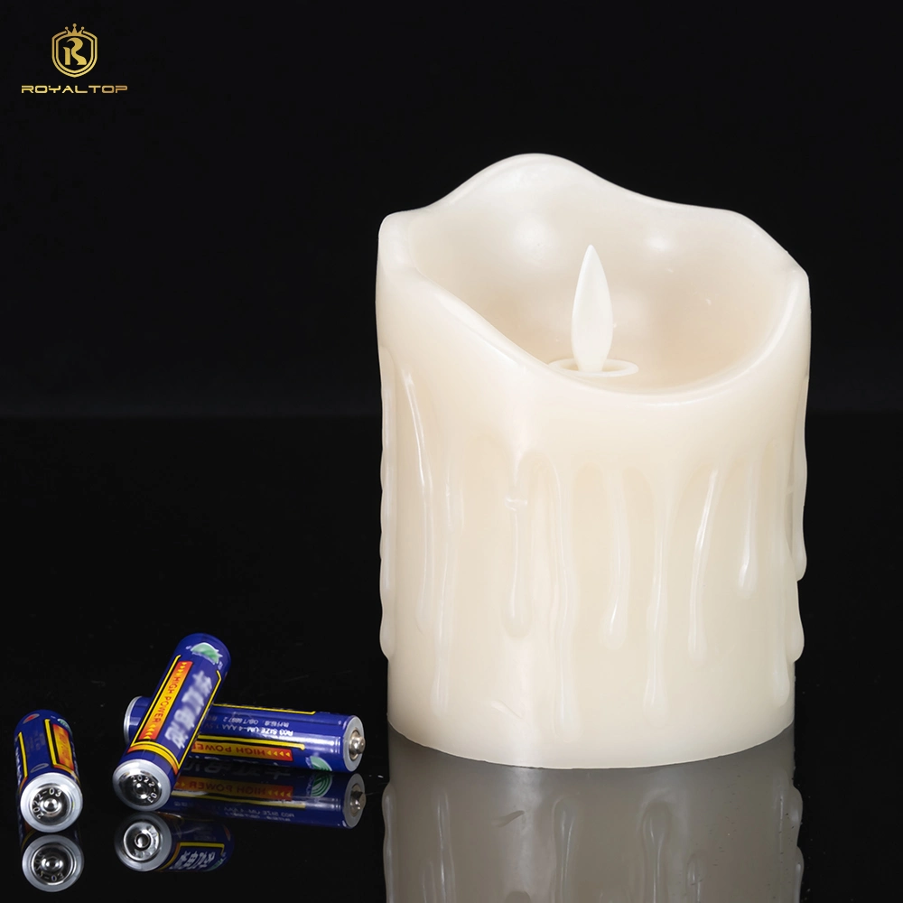 Regalo de Navidad sin Flama Pilar blancos en movimiento parpadeo mecha llama Velas LED electrónica funciona con pilas