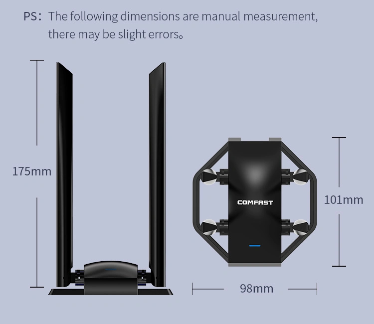 1300Mbps Dual-Band Driver-Free High Gain Wireless Adapter Network Card