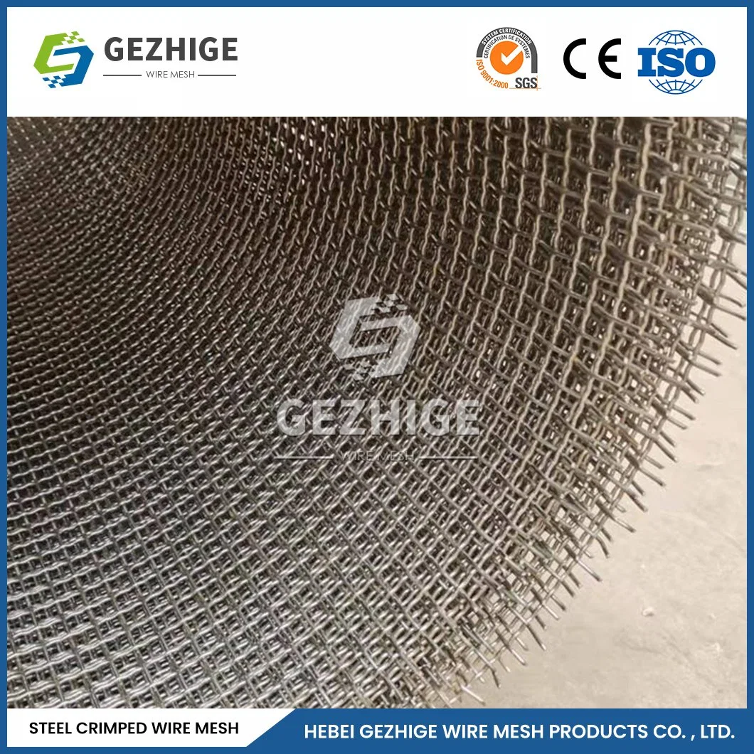 Gezhige Decorative Wire Mesh China Galvanized Crimped Wire Mesh Factory Square Hole and Rectangle 4.05mm Wire Diameter Stainless Steel Woven Wire Mesh