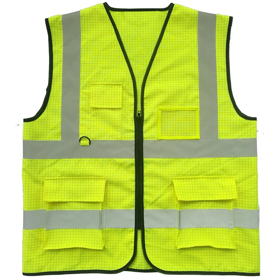 High Visibility Zipper Front Safety Vest with Reflective Strips Hi Vis Vest Meets ANSI/Isea Standard