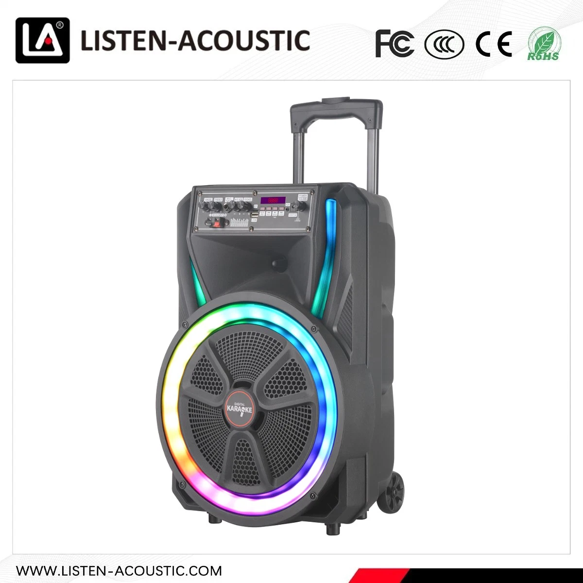 12 Inch Wireless Portable Bluetooth Party Sound Box Trolley Speaker with RGB Magic Lights