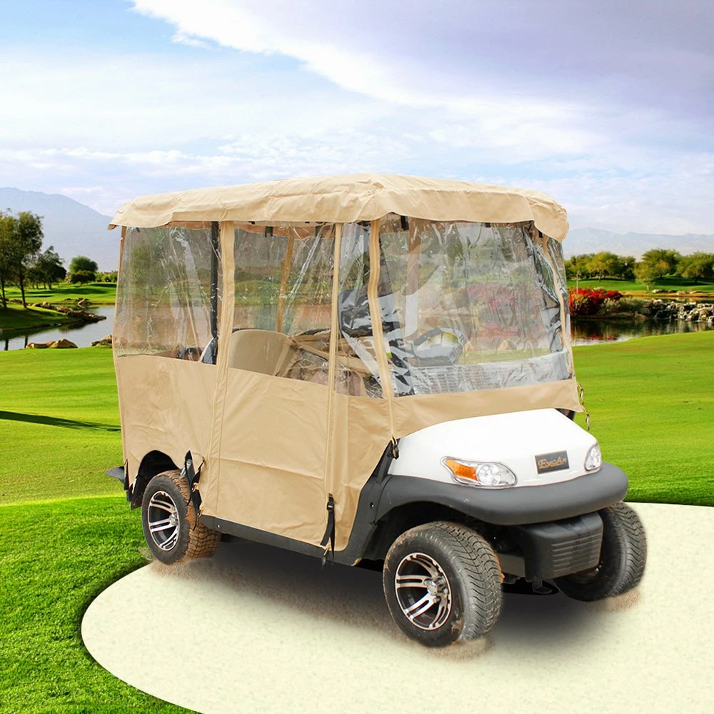 Cubierta de carrito de golf para 4 personas, 300D carcasa impermeable con ventanas transparentes, coche club, 4 lados Fairway Deluxe, carcasa de carrito de golf Wyz15438