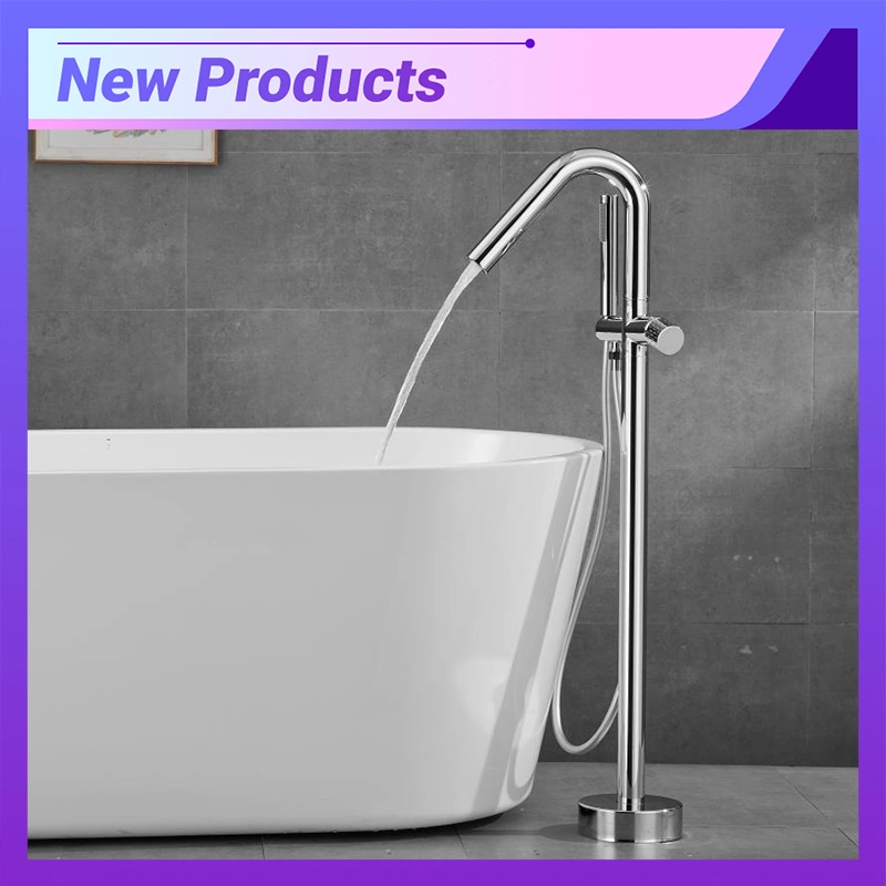 Azeta New Product Modern High Fashion Floor Mounted Chrome Single Handle Free Standing Bathtub Shower Faucet