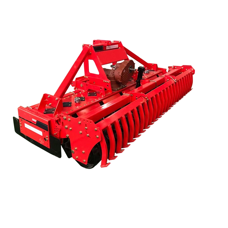 Working Width 2m Power Driven Harrow for Farm Tractor 80-110HP Disc Pto Driven True Vertical Tillage Powered Gearbox Roller Heavy Duty Tiller Rotary Harrow CE