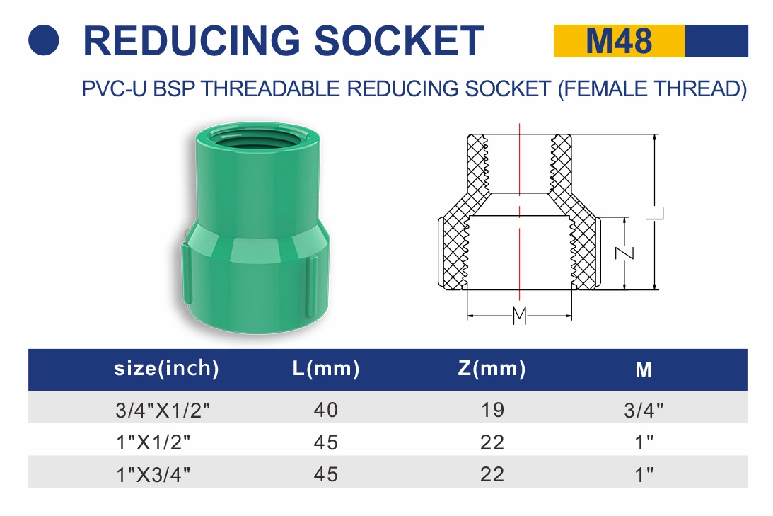 New Design PVC (CPVC/Plastic) Presure Tube Pipe Reducing Socket for BS Standard Rfl Bangladesh