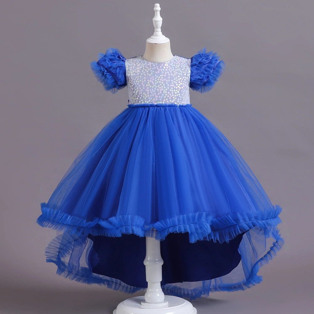 Kids Wedding Shiny Baby Frocks Design Tailing Children Clothing Rainbow Apparel Girdle Girls Dress