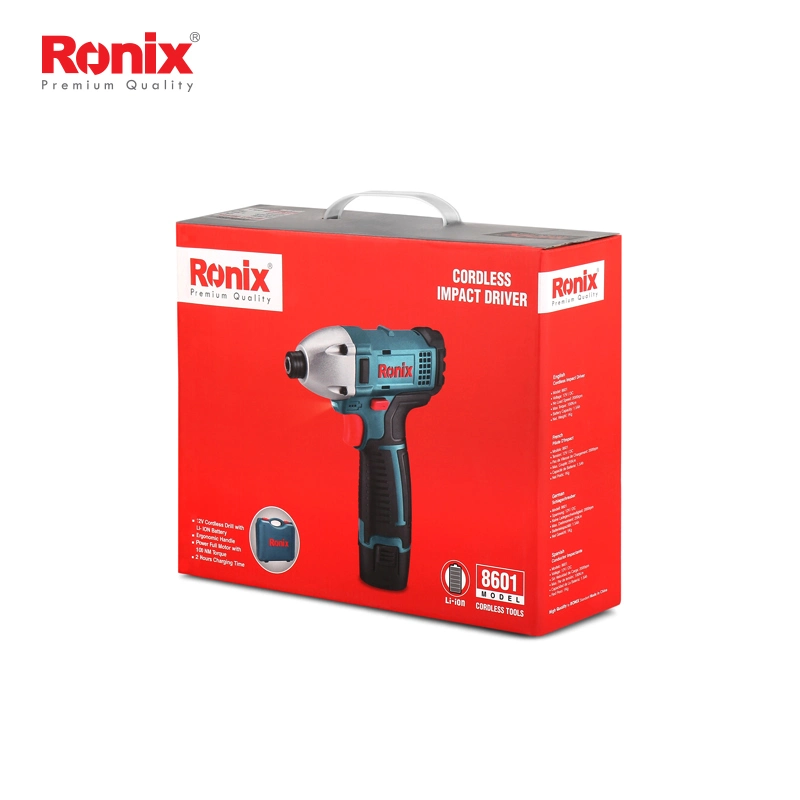 Kit de controlador Ronix 8601, binário elevado de velocidade variável de 2000 rpm Com pega de borracha para bateria, unidade de impacto sem fios