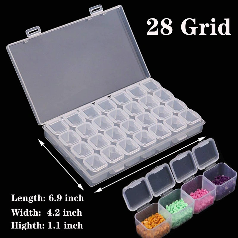 Diamond Malwerkzeuge Set mit 28-Slot Aufbewahrungsbox Diamond Painting Stift-Roller Pinzette Tablett Diamond Art Zubehör