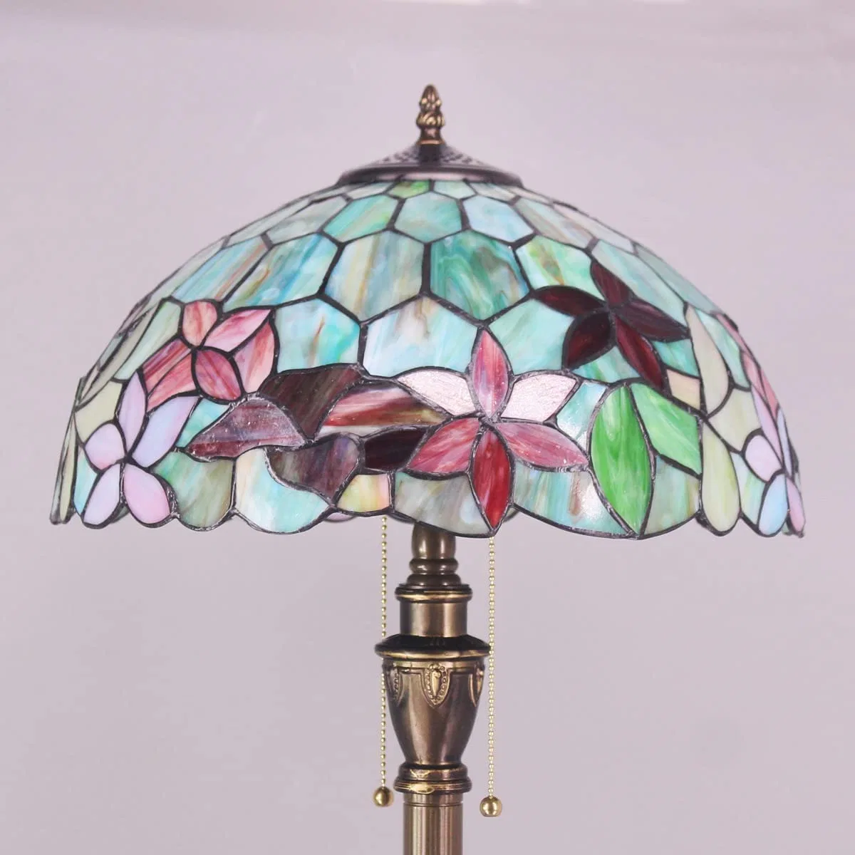 Tiffany Stehleuchte 67" Hoch Glasmalerei Blume Stil Stehen Beleuchtung Bronze Traditionelle Vintage Industrie Einzigartige Minimalistische Antike Lampe Dekor Conner