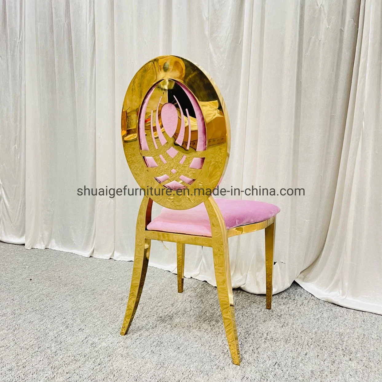 Cheap Price Pink Velvet Cushion Gold Stainless Steel Wedding Chair