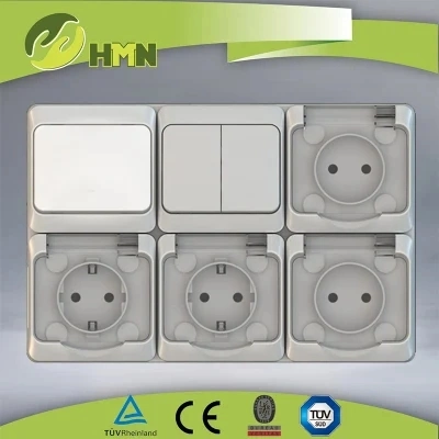 IP54 Series EU Standard Open Weatherproof Schuko Socket with CE Certification Waterproof European Germany Power Switch Outlet Socket