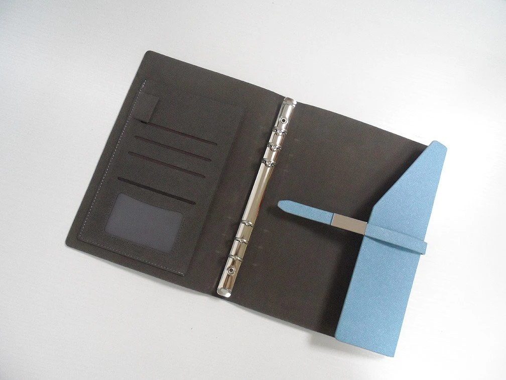 A5 Size Custom Brown PU Leather Notebook with USB Buckle for Business Supply