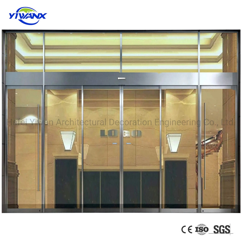 Golden Aluminum Soundproof Sectional Industrial Door Automatic Double Single Glass Slim Frame Sliding Door