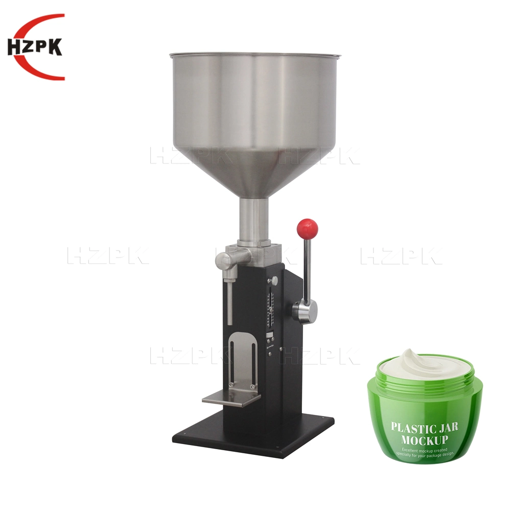 Hzpk A03 Machine de remplissage de bouteilles d'huile essentielle à pression manuelle, pot de crème pour le visage, pâte liquide de 5 à 50 ml pour les petites entreprises.